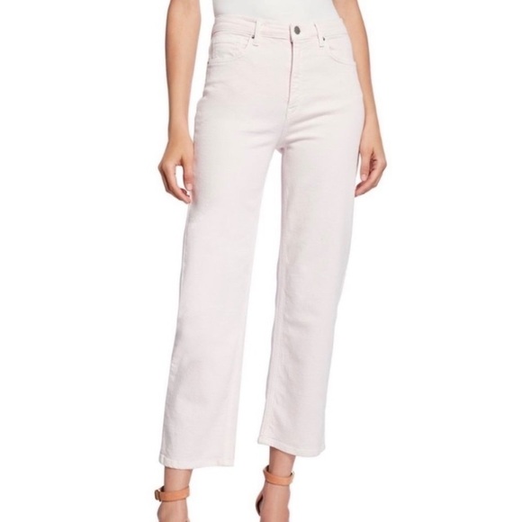 NWT Rebecca Minkoff Pink Dominica Cropped Straight Leg High Rise Jeans Size 28 - Picture 3 of 15